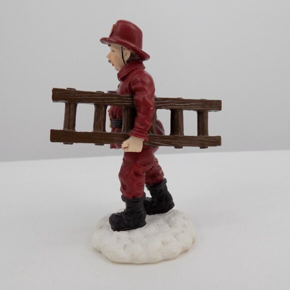 Mervyns Christmas Village Fireman Figure Ladder Axe Vintage 3.75" Tall 1997 - Picture 2 of 6